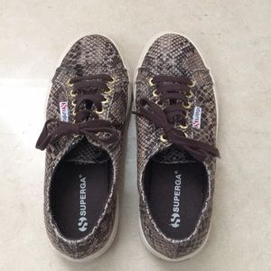 Brown snakeskin Superga sneakers.  Great condition
